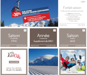 Nouveau site de vente en ligne forfait de ski Contamines 